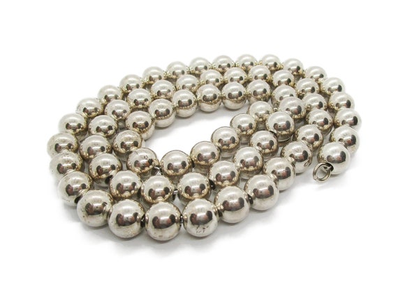 Vintage sterling silver ball necklace - image 1