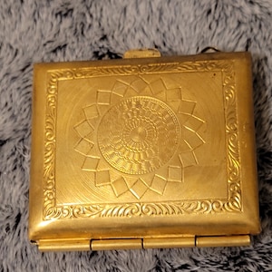 Antique Victorian Mini Metal Coin Purse with Sun Engraving