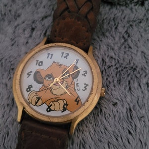 Vintage Disney Simba Lion King Timex Watch - Weaved Leather Band