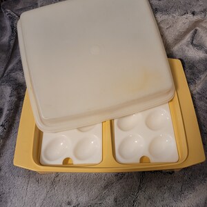Vintage Tupperware Deviled Egg Keeper Box - Yellow