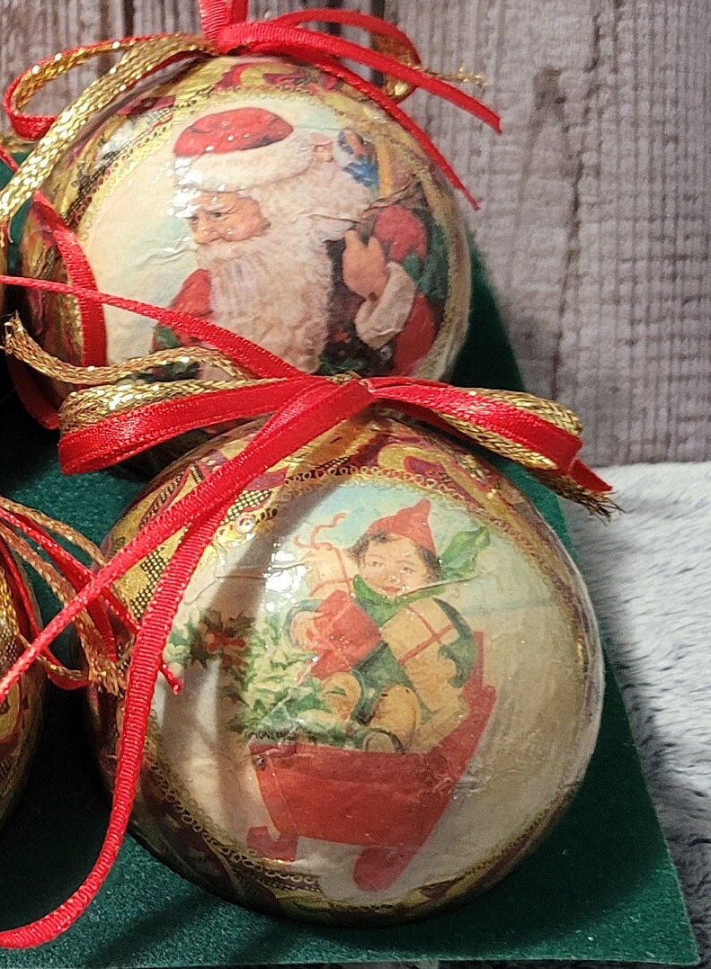 Vintage Paper Mache Christmas Ornaments 