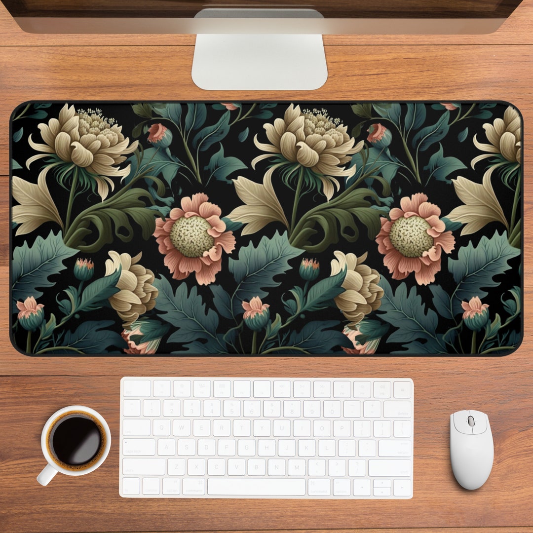Floral Computer Mat Floral Desk Mat: Earth Tone Flower Deskpad - Etsy