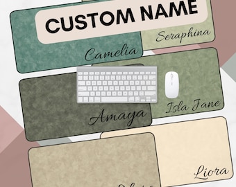 Alfombrilla de escritorio personalizada con nombre en cursiva / Alfombrilla de ratón minimalista estilo boho