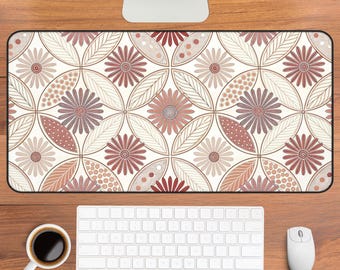 Alfombrilla de escritorio con estampado floral retro / Alfombrilla de ratón estilo boho con margaritas.