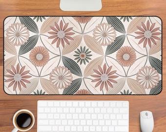 Alfombrilla de escritorio floral de mediados de siglo / Alfombrilla de ratón con estampado floral bohemio