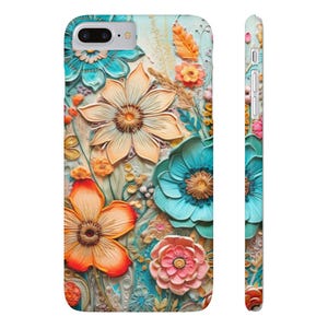 Floral Iphone Casing, Flower Embroidery Slim Phone Cases, Botanical Iphone Case, Cottagecore Phone Casing