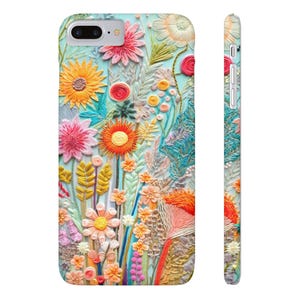 Floral Iphone Casing, Flower Embroidery Slim Phone Cases, Botanical Iphone Case, Cottagecore Phone Casing