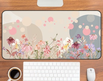 Floral Desk Mat, Wildflower Mousepad, Aesthetic Office Decor