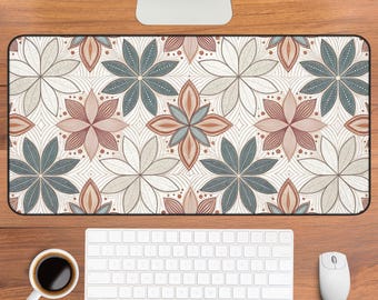 Alfombrilla de escritorio con estampado floral bohemio / Alfombrilla de ratón con estampado floral neutro