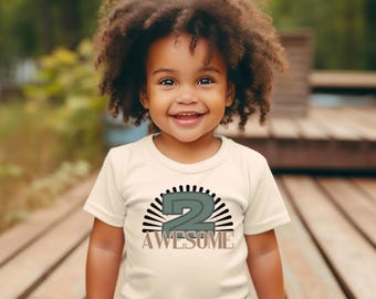Toddler Short Sleeve Tee - "2 Awesome" Kids Tee, Birthday Gift, Cute Toddler Apparel, Playtime Shirt, Fun Casual Wear, 2nd Birthday shirt