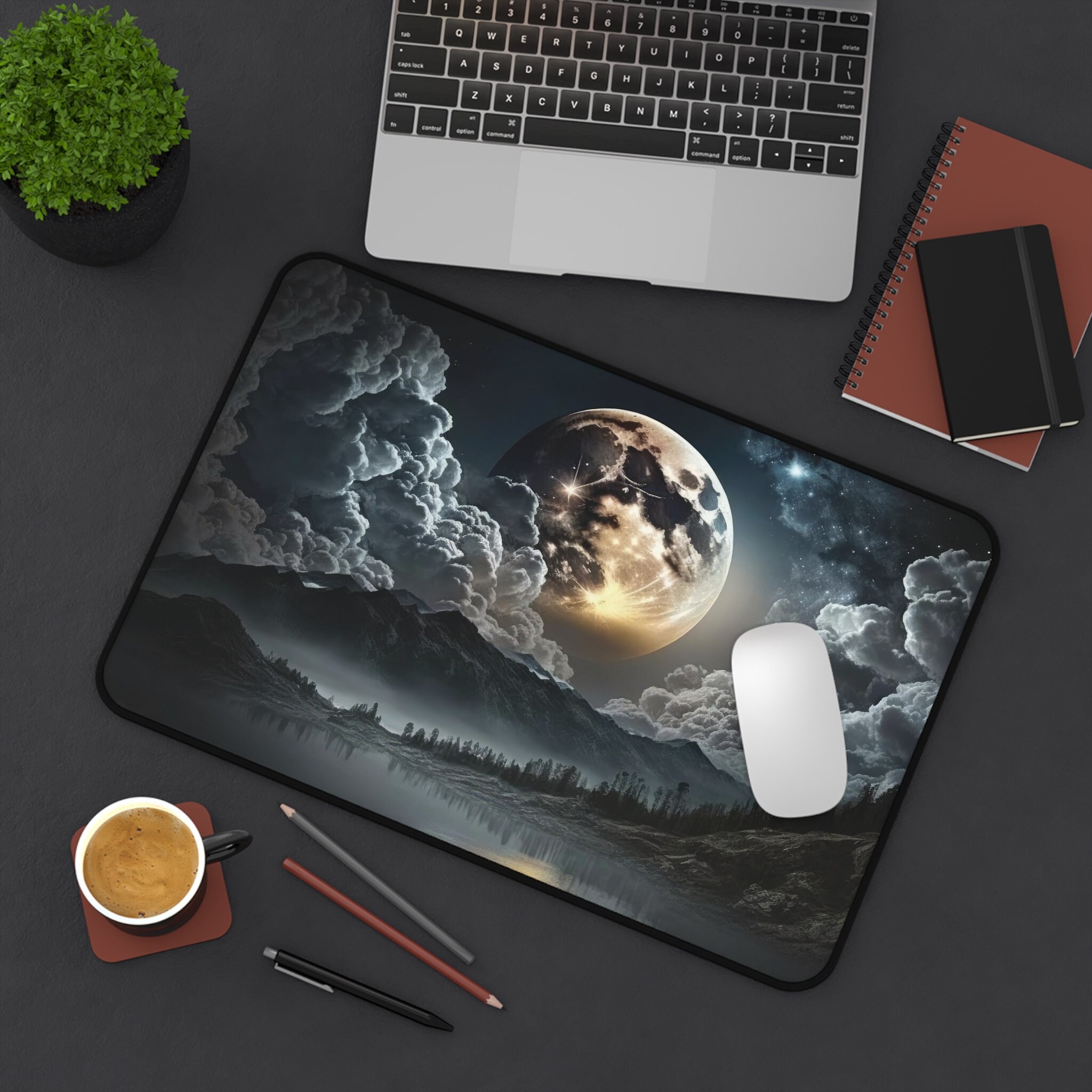 Moon Desk Night Sky Moon Desk Mat - Etsy
