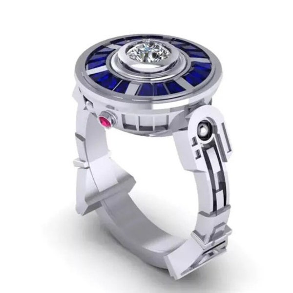 STAR WARS R2D2 Steel Silver Astromech Droid Ring