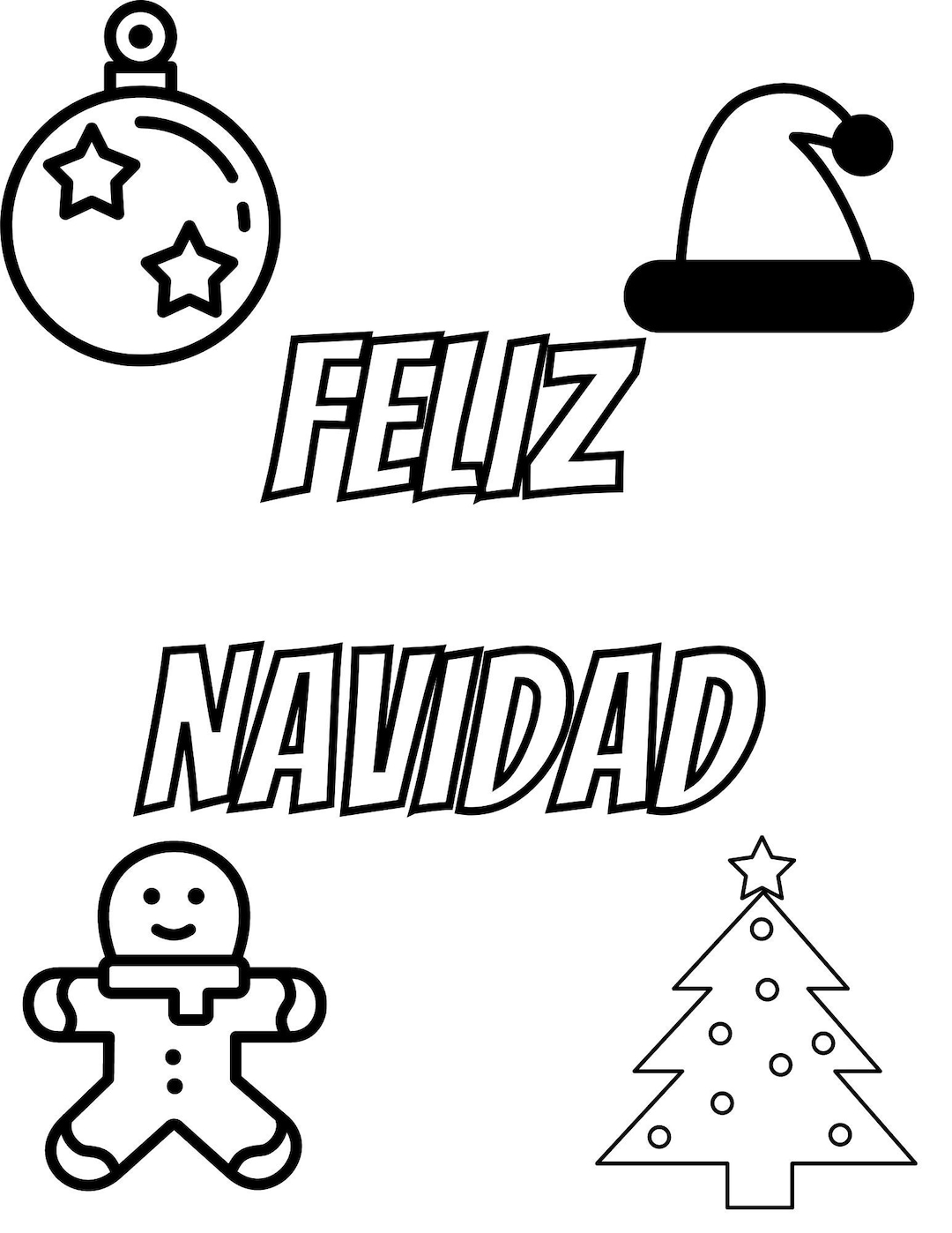 Feliz Navidad, Christmas Coloring Pages for Kids, Christmas Night