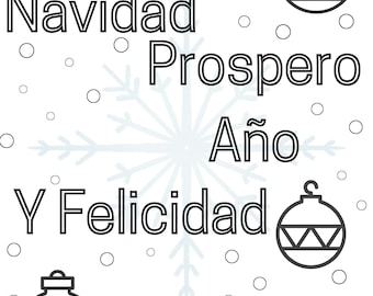 Feliz Navidad Coloring Page Christmas Coloring Page Prospero - Etsy