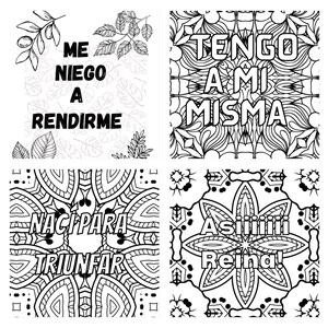 Mandala mixed spanish positive inspirational quotes empowerment and relaxing coloring pages for adults and kids. Para adultos y ninos