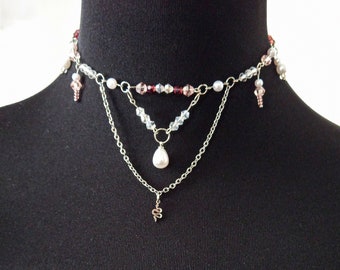 Chocker Collier Halskette handgemachter Vintage-Stil Prinzessin Anhänger Perlen Schlange