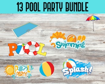 Flamingo Floatie Sommer Pool Einladung Clip Art Set