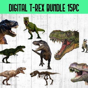 Realistisches Dinosaurier Art Bundle mit T-Rex und Triceratops Clip Designs