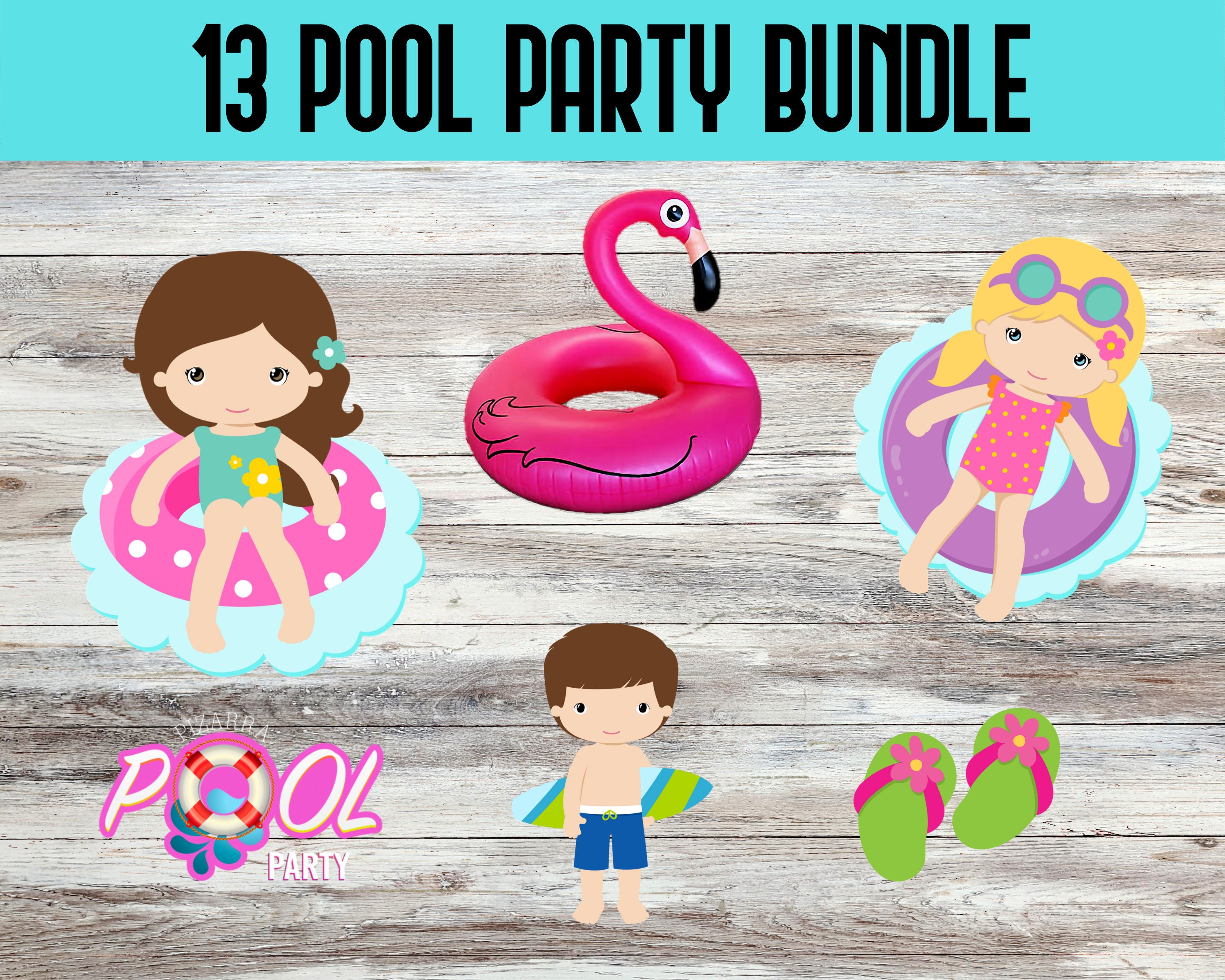 POOL PARTY Png Bundle Flamingo Floatie Png Pool (Instant Download) 