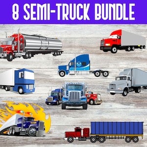 Digital Collection of Semi Trucks with Clipart and Illustrations