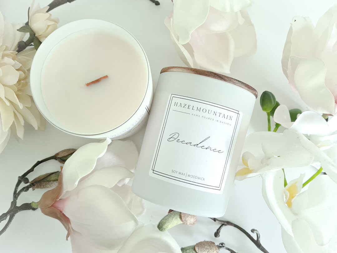 Decadence Scented Candle in a Glass Wooden Wick Candle Soy Etsy