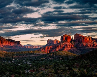 Cathedral Rock Photo in the Sedona Arizona Desert at Sunset - Acrylic, Canvas, Glossy Paper