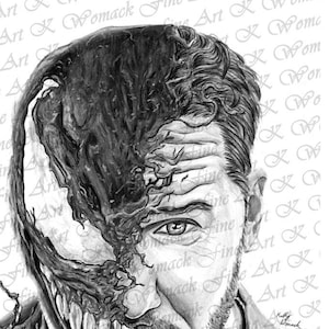 Venom Black and White Art Print Venom Wall Art Venom Poster Venom Decor Venom Drawing Venom Art Venom Fan Art Venom Comic Art Venom Prints