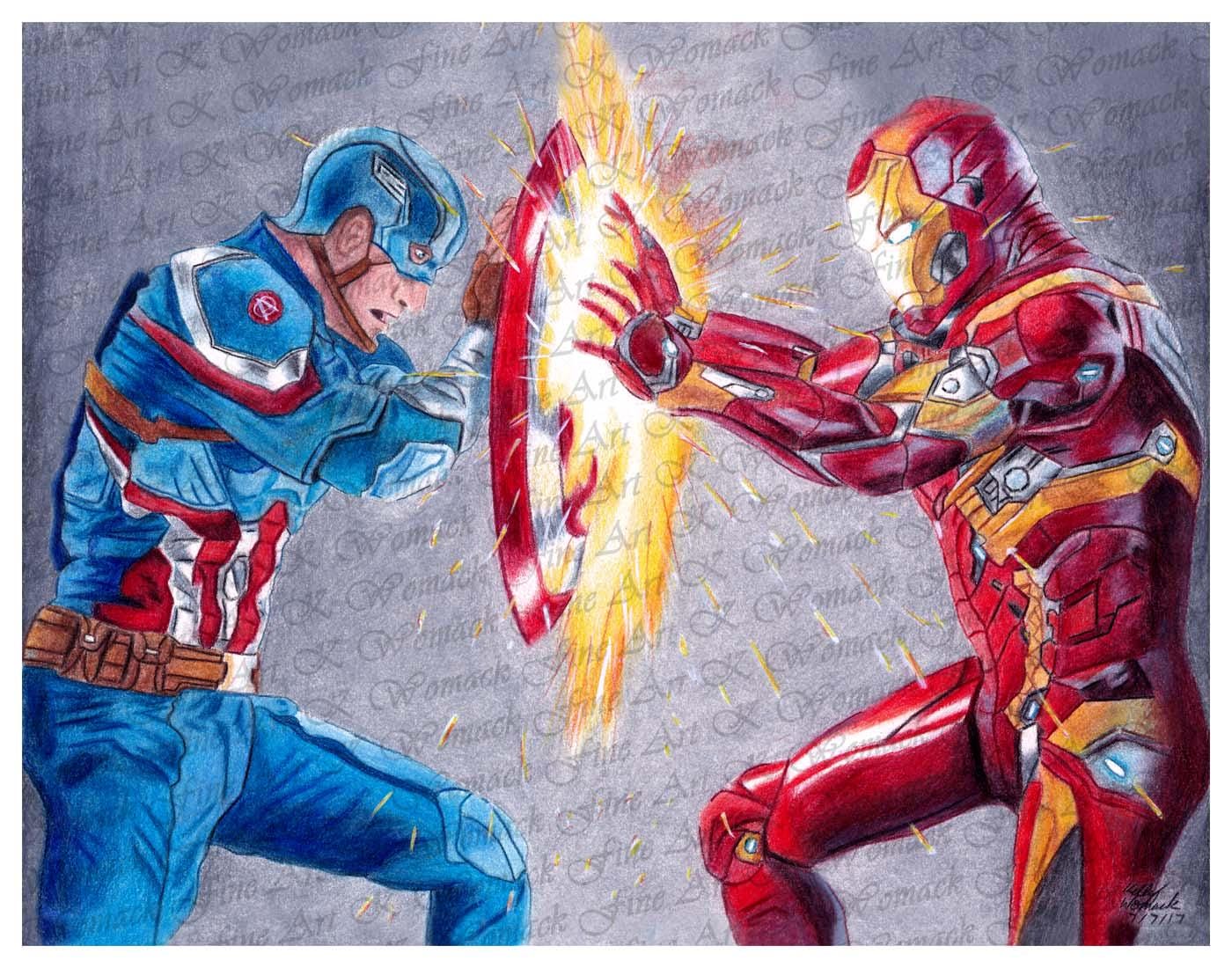 Civil War Art Print | Marvel Civil War | Captain America Poster 