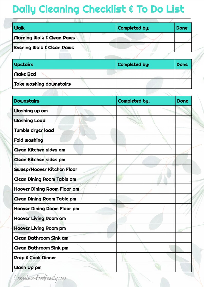 Daily, Weekly, Monthly Cleaning Checklist & to Do List - Etsy