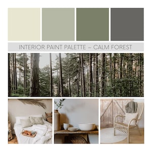Calm Forest Paint Palette, Paint Color Palette, Farmhouse Color Palette, Interior Paint Palette, Paint Colors, Scandinavian Paint Palette