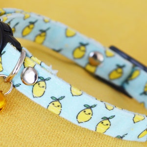 Cute Lemon Cat Collar, Suede Cat Collar, Breakaway Cat Collar, Non-Breakaway Dog Collar, Cat Collar With Bell
