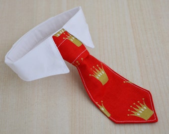 Christmas Pet Necktie: Crown Print Cat Collar, Adjustable Neckwear