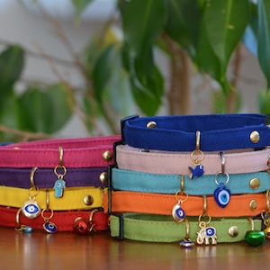 Evil Eye Cat Collar, Breakaway Cat Collar, Cat Collar Charm, Non-Breakaway Cat Collar, Cat Collar With Bell, Soft and Light-Weight