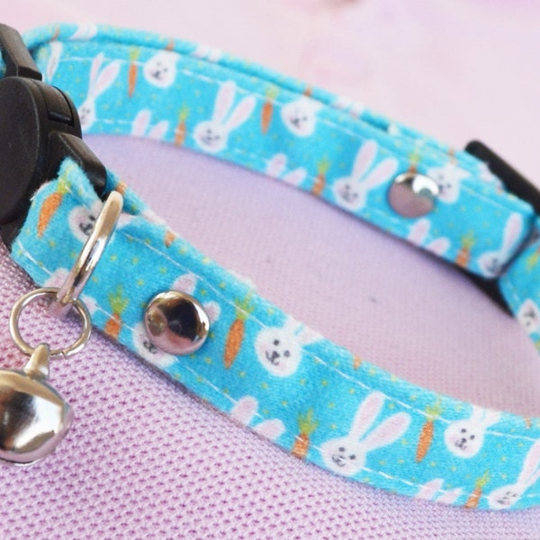 Niedliches Hasen-Katzenhalsband, Kaninchen-Muster-Katzenhalsband, Ausreißer-Katzenhalsband, nicht abbrechbares Hundehalsband, Katzenhalsband mit Glocke