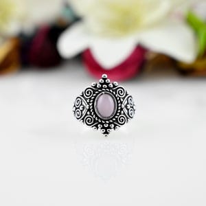 Echter Rosenquarz Ring, Silber Rosenquarz Ring, Rosenquarz Ring, zierliche Ring, Rosenquarz Ring, Muttertagsgeschenk für Mama