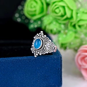 Aqua Chalcedon Edelstein Solid 925 Sterling Silber Designer Ring Schmuck - März Geburtsstein