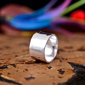 Wide Band 925 Sterling Silver Ring - Boho Thumb Ring (14 MM)