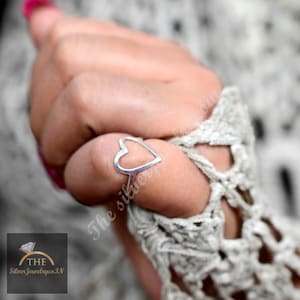 925 Sterling Silver Open Heart Ring, Statement Ring, Heart Ring, Silver Ring, Love Ring