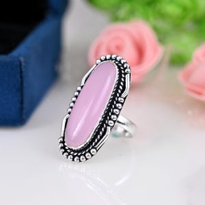 Handmade Rose Quartz Sterling Silver Ring: Dainty Boho Jewelry