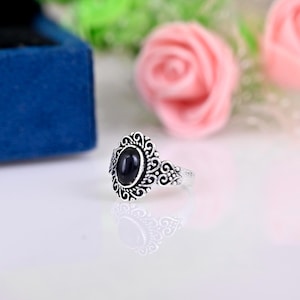 Black Tourmaline Ring Gemstone Ring, Oval Stone Ring, Black Ring, 925 Sterling Silver Ring Statement Ring handmade Ring Stacking Rings