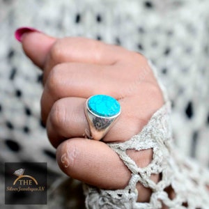Gold Turquoise 14k Gold Ring, Men Christmas Gift, Classic Ring, Gemstone Ring, Statement Ring, Husband Gift, Memorial Day Gift for Him