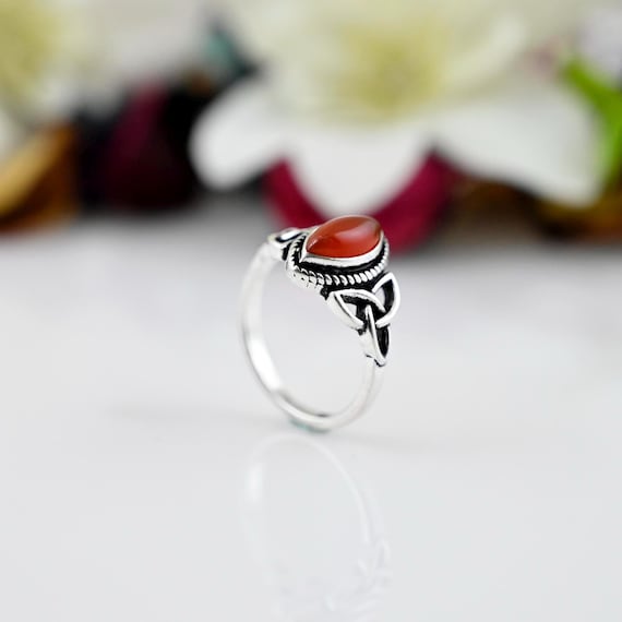 Bague En Argent 925 Et Cornaline - Modèle BA-AR-28, Taille 53 - Neuf Avec étiquettes