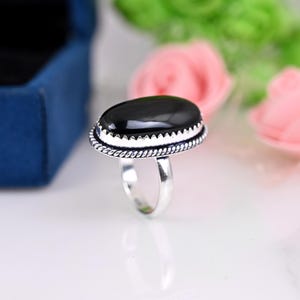 Joyas de plata de ley 925, anillo de piedra, anillo de turmalina negra natural, joyería hecha a mano, anillo de piedra natal, joyería de piedras preciosas, joyería boho,