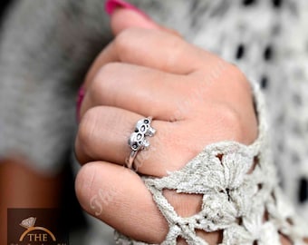 Dainty Brass Silver Skull Stacking Ring