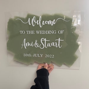 Large Custom Acrylic Events Sign With Brushed Painted Background - Wedding Sign/Baby Shower Sign/Welcome Sign/Party Sign/Personalised