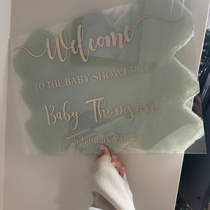 Large Custom Acrylic Events Sign With Brushed Painted Background - Wedding Sign/Baby Shower Sign/Welcome Sign/Party Sign/Personalised