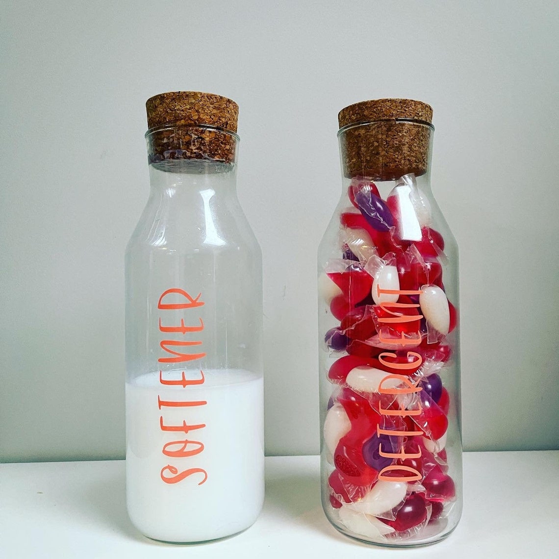 Softener & Detergent Bottles Cork Lid Glass 1ltr Laundry Etsy