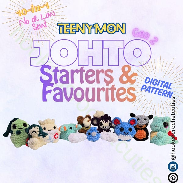 Teeny'mon: Paquete de patrones de crochet para principiantes y favoritos de Johto