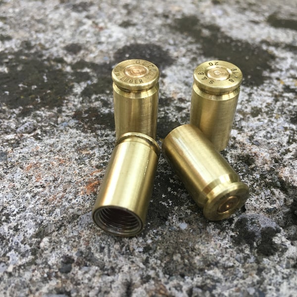 4x 9mm Patronenhülsen Messing Ventilkappen KFZ Auto Reifen Tuning