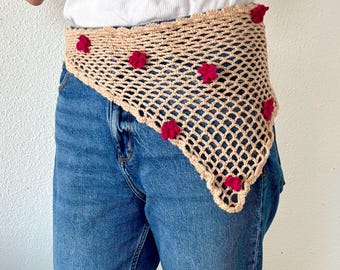 Patron Crochet Bandana Fleur Dentelle PDF | Foulard Bohème au Crochet | Fichu Crochet Foulard de Hanches | Tutoriel Facile Vidéo (Termes US)